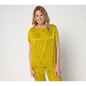 Carla Rockmore Collection Women's Top Sz XL Split Sleeve Foil Yellow